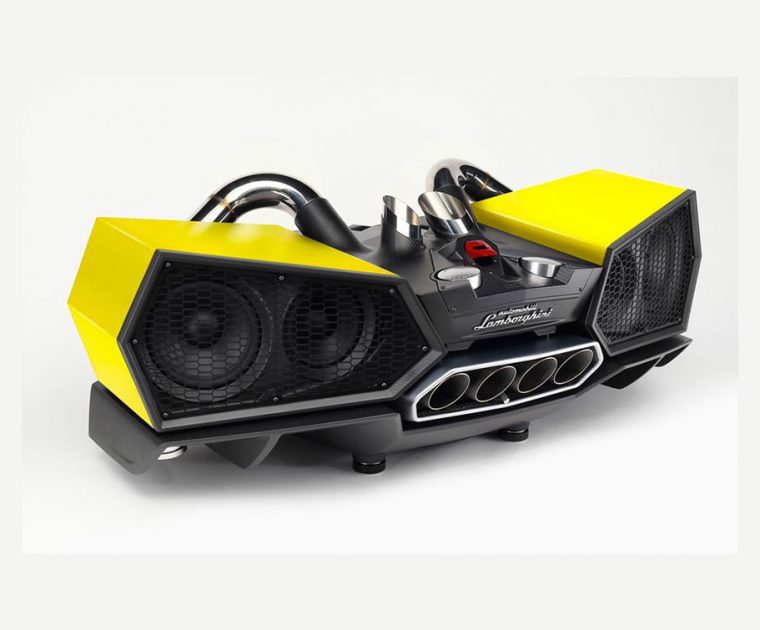 Original Aventador Lamborghini ™ yellow exhaust cover - designer audio system